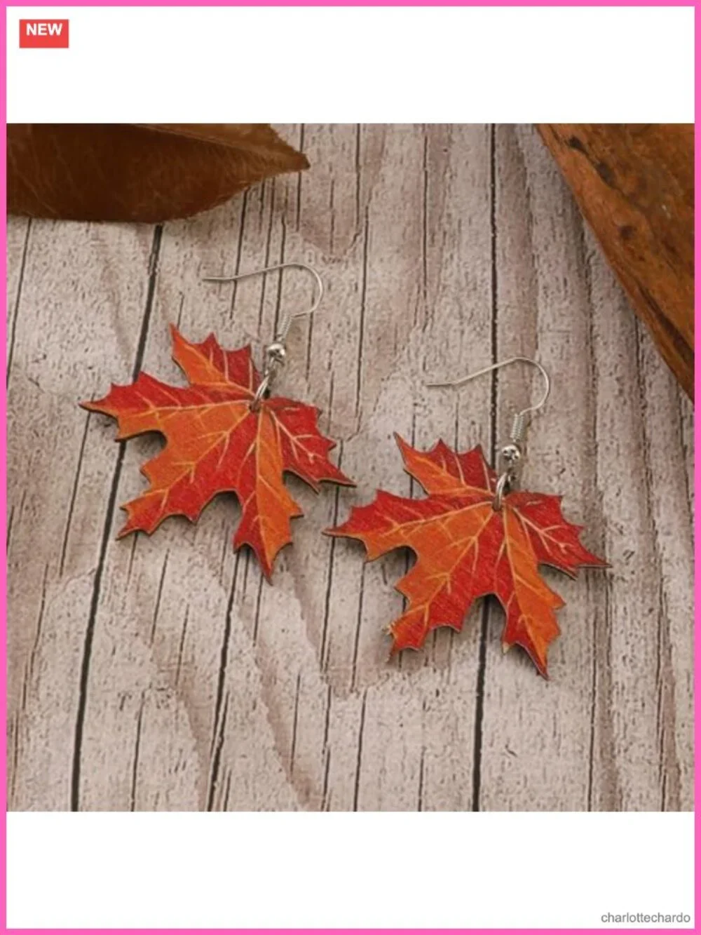Handmade Wooden Thanksgiving Dangle Earrings French Wire